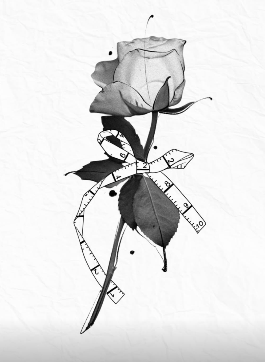 Original tattoo design — graphic rose with film strip — tattoo design Barcelona