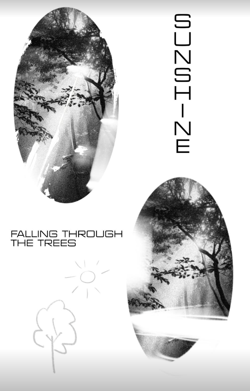 Original tattoo design — double exposure graphic with Sunshine and Falling Through the Trees — tattoo design Barcelona